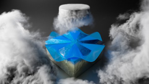 The material PtBi₂ (lower metallic block) has a superconducting top surface (blue). 