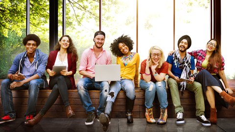 Gruppe von internationalen Studierende